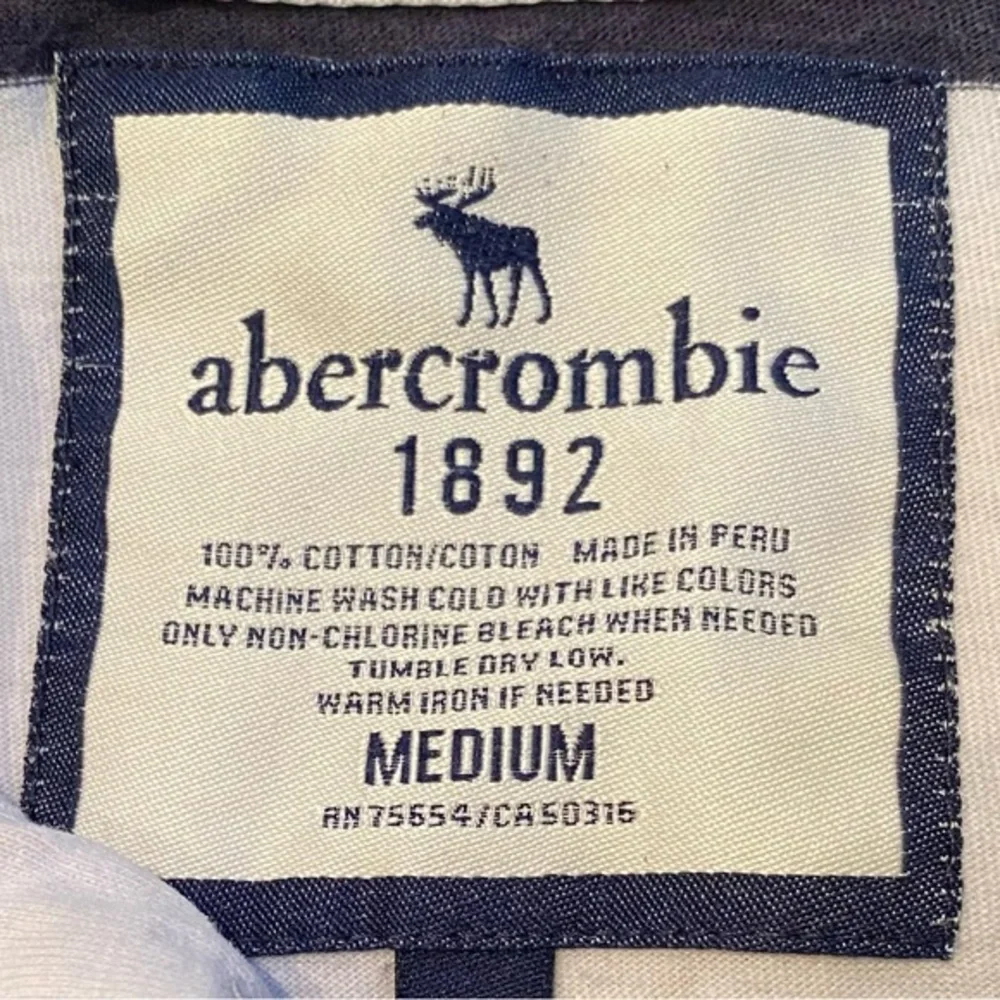 Abercrombie Boy’s Medium Navy/White Wide‎ Stripe 100% Cotton Rugby Pullover